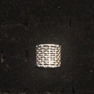 Size 7 stack look cocktail ring with crystals.